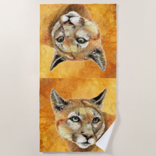 Serviette De Plage Aquarelle Cougar, Puma, Chat Lion de Montagne