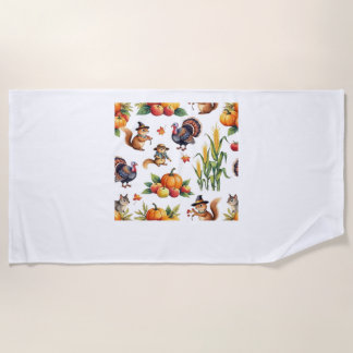 Serviette De Plage Aquarelle de récolte d'automne Festive Motif class