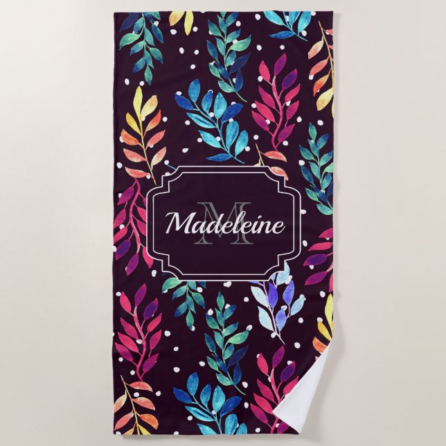 Serviette De Plage Aquarelle Florale (Devant)