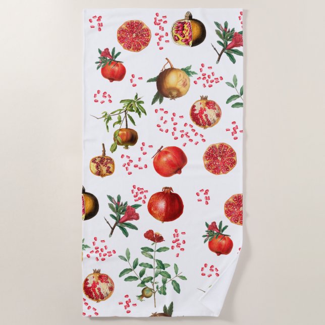Serviette De Plage Aquarelle grenade Motif de fruits méditerranéen (Devant)