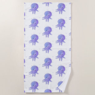Serviette De Plage Aquarelle octopique violette claire