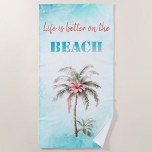 Serviette De Plage Aquarelle Palm Fleurs tropicales