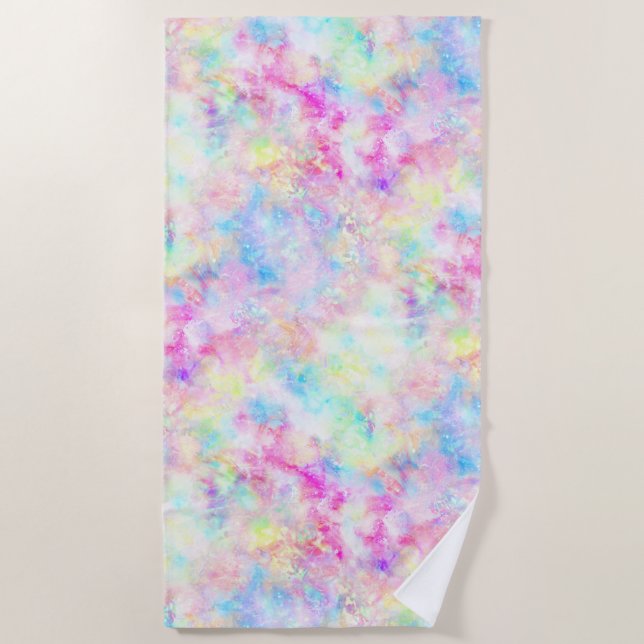Serviette De Plage Aquarelle Pastel Rainbow Tie Dye (Devant)
