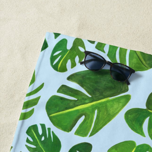 Serviette De Plage Aquarelle plante Lover Tropical Monstera (En situation)