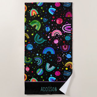 Serviette De Plage Aquarelle Rainbow Galaxy Filles personnalisées