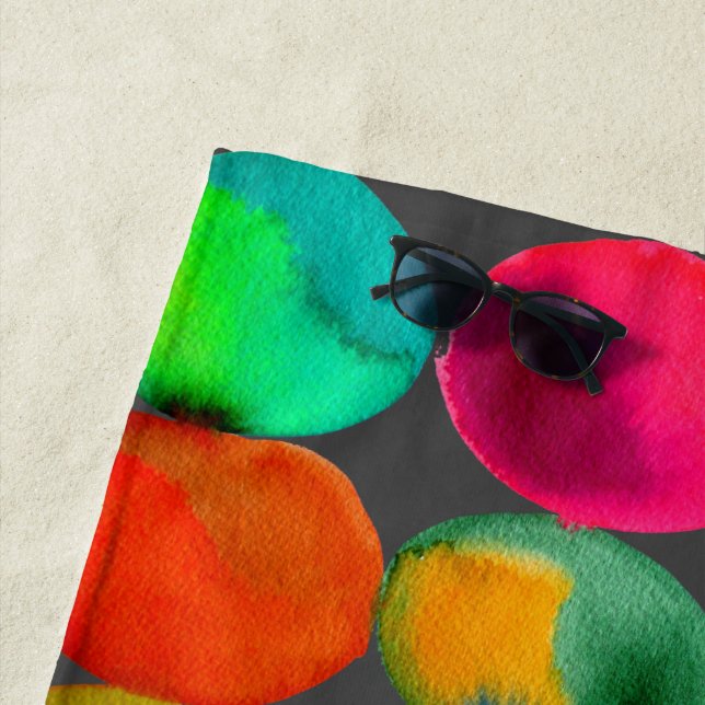 Serviette De Plage Aquarelle rainbow spots art style plage (En situation)