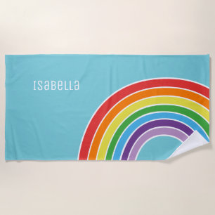 Serviette De Plage Arc-en-ciel coloré personnalisé adorable de filles