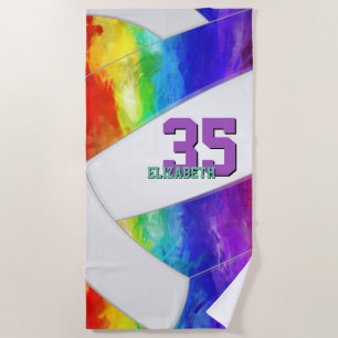 Serviette De Plage arc-en-ciel filles volleyball sportif