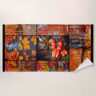 Serviette De Plage Art de collage de photo de paysage d'automne