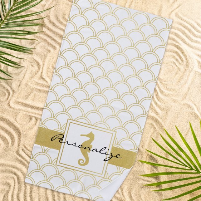 Serviette De Plage Art Déco Ocean Wave Patten Gold Parties scintillan (Créateur téléchargé)