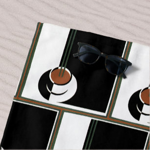 Serviette De Plage Art Déco vintage, tasse de café avec vapeur