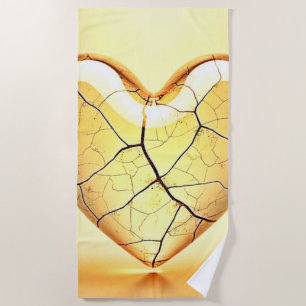 Serviette De Plage Art du cœur doré fissuré
