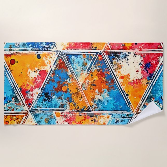 Serviette De Plage Art éclatant géométrique vibre (Devant)