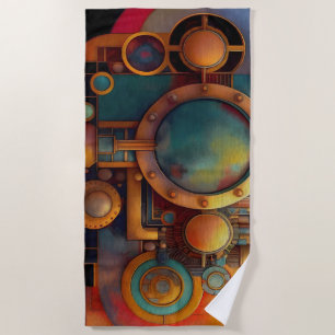 Serviette De Plage Art géométrique industriel steampunk