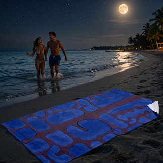 Serviette De Plage Art Moderne Abstrait Bleu Nuit