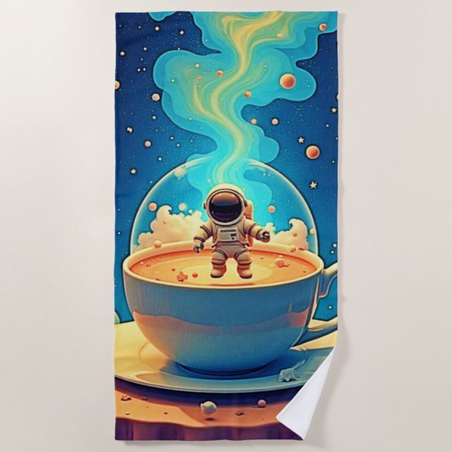Serviette De Plage Art spatial Café Astronaute (Devant)