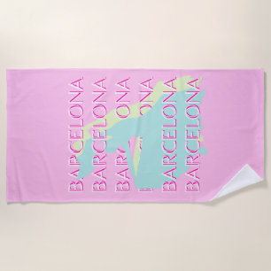 Serviette De Plage Art Voyage de Barcelone, Espagne Art Voyage, Rose