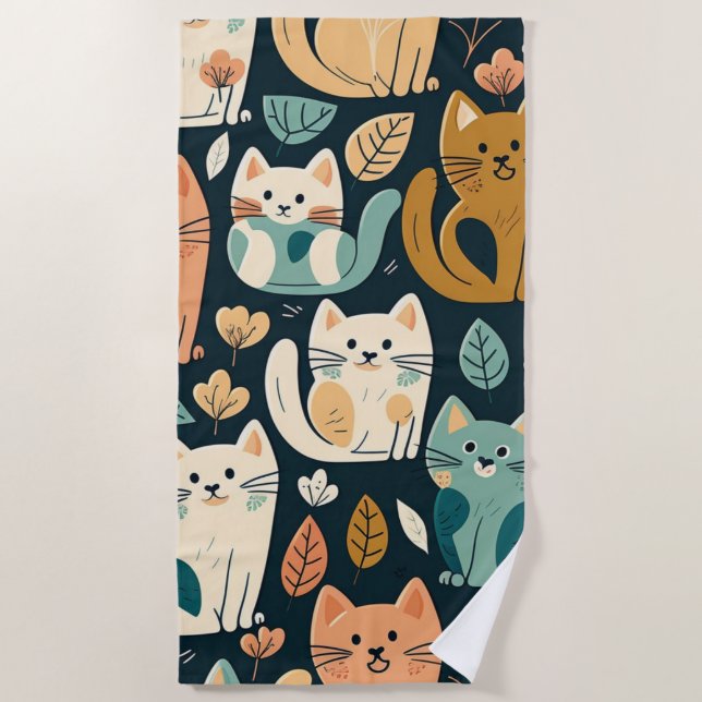 Serviette De Plage Artsy Chat Motif mignonne (Devant)