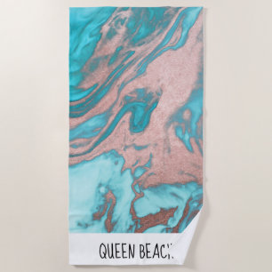 Serviette De Plage Artsy Chic Rose Gold Aqua Mint Blue Marble Motif