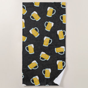 Serviette De Plage Artsy Modern Yellow Black Watercolor Beer Stein
