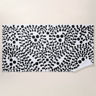 Serviette De Plage Assez orné impression noir et blanc