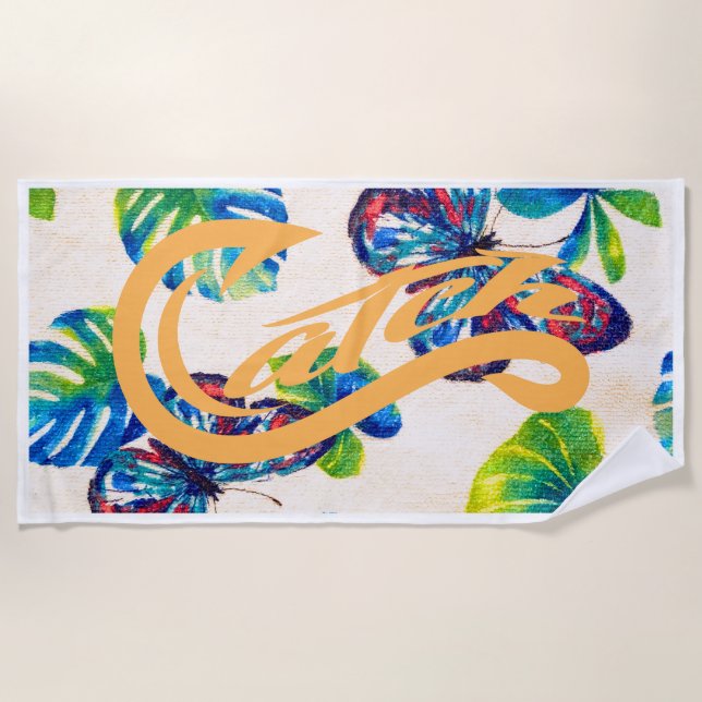Serviette de plage. Attrapez. Papillons (Devant)