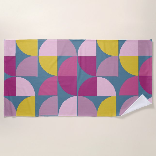 Serviette De Plage au milieu du siècle doux psychédélique couleur ros (Devant)