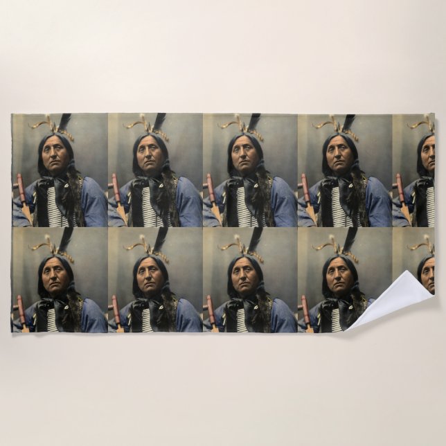 Serviette De Plage AUTOCHTONE AMERICAN INDIAN CHIEF Beach Towers (Devant)