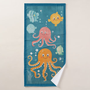 Serviette de plage avec illustration de pieuvre ka