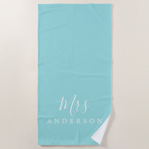 Serviette De Plage Avenir Chic Mme Turquoise Monogramme Beach Towel