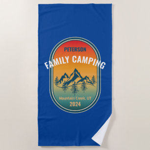 Serviette De Plage Aventure de camping en famille personnalisée au co