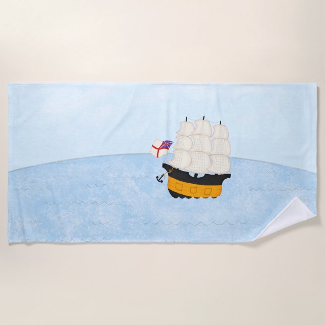 Serviette De Plage Aventures en mer Vacances nautiques (Devant)