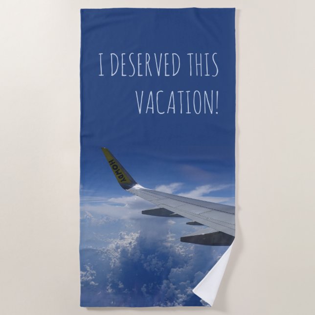 Serviette De Plage Avion au-dessus des nuages (personnalisable) (Devant)