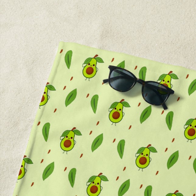 Serviette De Plage Avocat Cute kawaii vert (En situation)