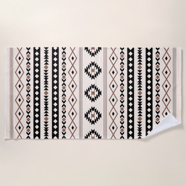 Serviette De Plage Aztec Brown Crème Noire Mixte Motifs Motif (Devant)