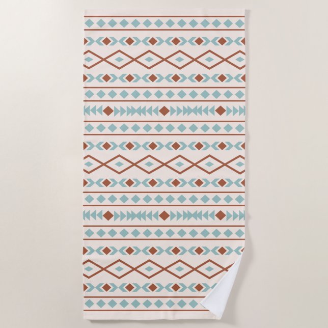 Serviette De Plage Aztec Formes Motif rouille crème Turquoise (Devant)