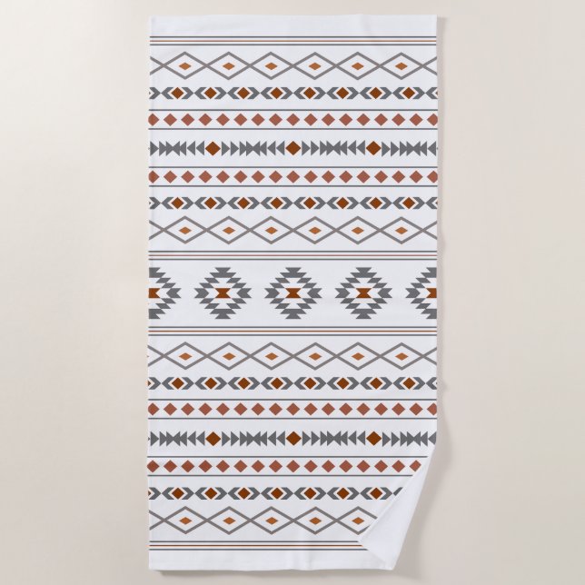 Serviette De Plage Aztec Gris Blanc Mixte Motifs Motif (Devant)