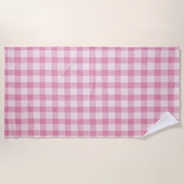 Serviette De Plage Baby Pink Gingham (Devant)