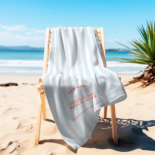 Serviette De Plage Bachelorette Bleu & Rouge Retro Moderne (Bachelorette Blue & Red Retro Modern Beach Towel)