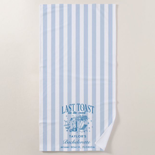Serviette De Plage Bachelorette Côtière Moderne Cocktail Party Blue (Devant)