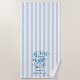Serviette De Plage Bachelorette Côtière Moderne Cocktail Party Blue