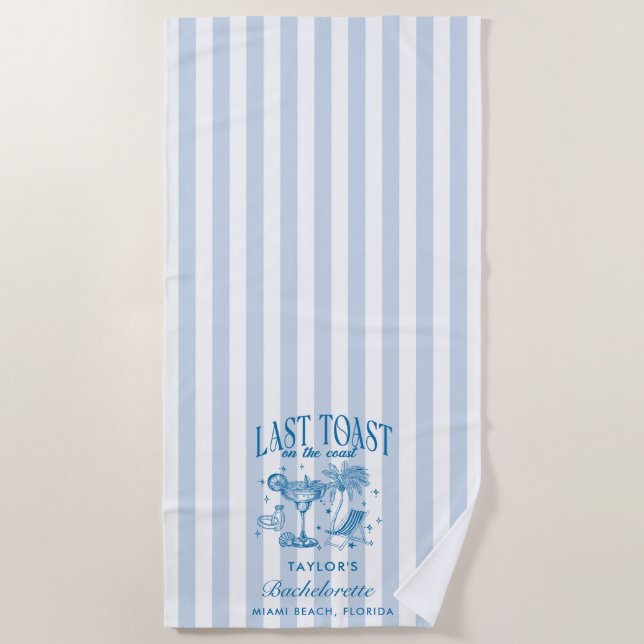 Serviette De Plage Bachelorette Côtière Moderne Cocktail Party Blue (Devant)