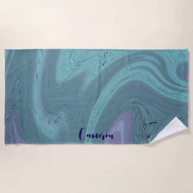 Serviette De Plage Bachelorette personnalisée bleu violet (Devant)