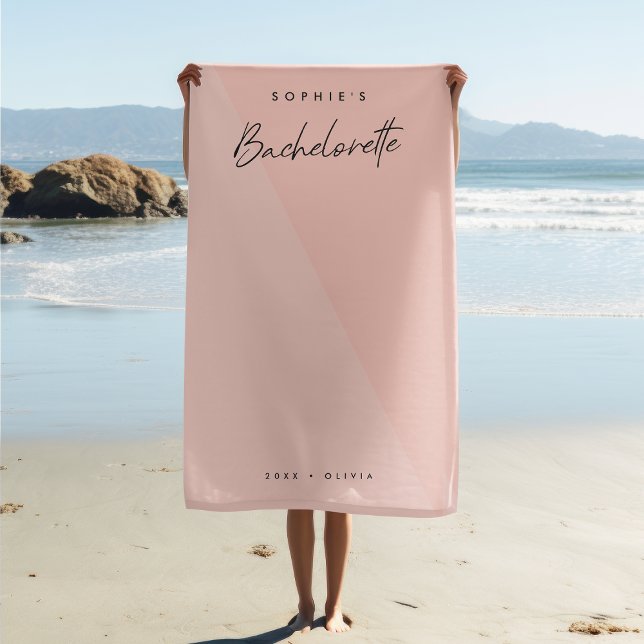 Serviette De Plage Bachelorette rose | Pastel moderne minimaliste (Créateur téléchargé)
