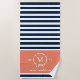 Serviette De Plage Bachelorette Saumon bleu rose
