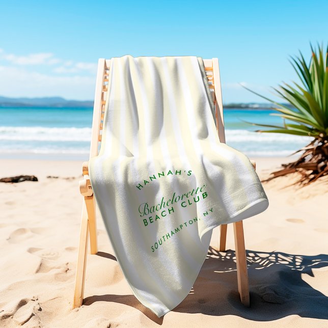 Serviette De Plage Bachelorette Yelloe & Green Retro Moderne (Bachelorette Yelloe & Green Retro Modern Beach Towel)