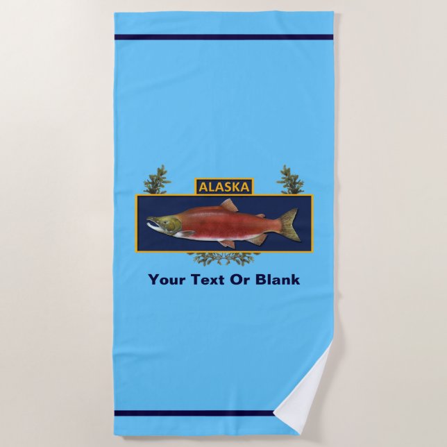 Serviette De Plage Badge du pêcheur de combat de l'Alaska (Devant)