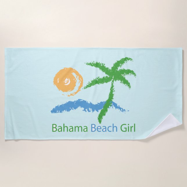 Serviette De Plage Bahama Beach Girl Palm Tree Sun Beach Towne (Devant)