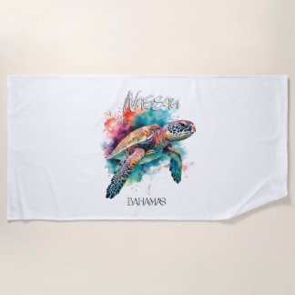 Serviette De Plage Bahamas Sea Turtle Bahamian Flag Beach Grand requi