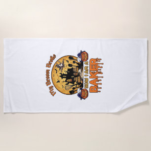 Serviette De Plage Balai Brisé Pâtissier Halloween Sorcière Chef Citr